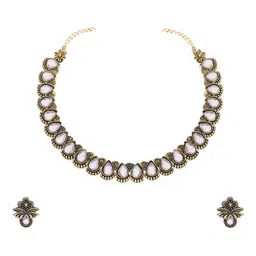 brado jewellery Women Stone-Studded Necklace & Earrings Set image 4