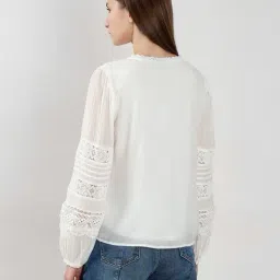 vero moda Women Lace Detail Relaxed Fit Top image 4