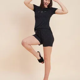 sweet dreams Women Typographic Print Round-Neck T-Shirt with Shorts image 4