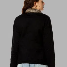 campus sutra Zip-Front Jacket with Fur Accent image 4