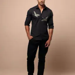 he spoke Men Crane Print Tailored Fit Shirt image 4