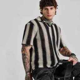 snitch Men Striped Polo T-Shirt with Short Sleeves image 4