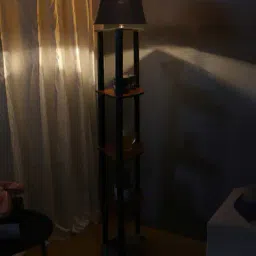 devansh Wooden Shelf Floor Lamp with Cotton Shade image 4