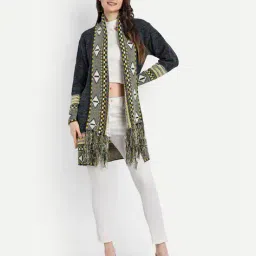 hautemoda Women Geometric Woven Regular Fit Shrug image 4