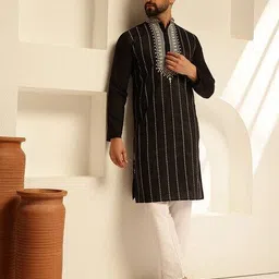 sojanya Men Embroidered Long Kurta image 4