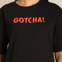 fabflee x ag Women Typographic Print Oversized Crew-Neck T-Shirt image 4