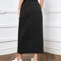 aahwan x ag Women Straight Denim Skirt with Insert Pockets image 4