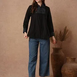 fashor Floral Resham Embroidered Viscose Rayon Straight Fit Short Kurti image 4