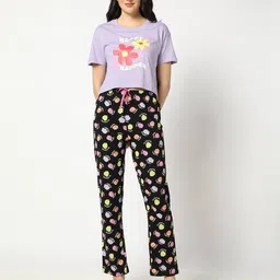 yousta Women Floral Print Regular Fit Pyjamas image 4