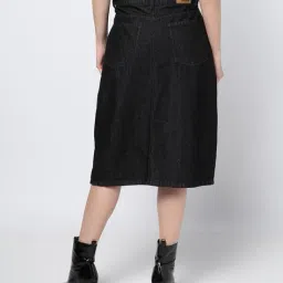 yousta Women Washed Denim A-Line Skirt image 4