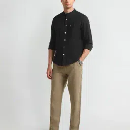u.s. polo assn. Men Slim Fit Shirt with Band Collar image 4