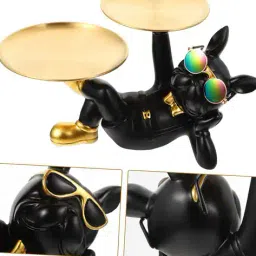 nayra handicrafts Decorative Bulldog Platter Showpiece image 4