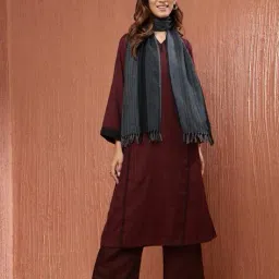 fabindia Women Striped Muffler with Tassles image 4