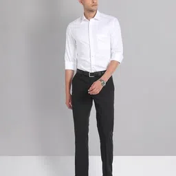 ad by arvind Men Slim Fit Trousers with Insert Pockets image 4