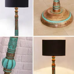 devansh Wooden Floor Lamp with Lampshade image 4