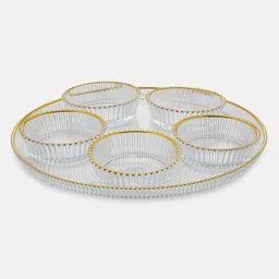 pure home and living Set of 5 Ribbed Bowls with Plate image 4