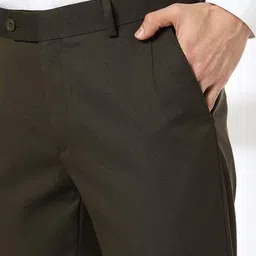 john players Men Patterned Slim Fit Flat-Front Trousers image 4