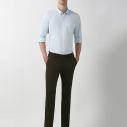 peter england casuals Men Slim Fit Flat-Front Chinos with Insert Pockets image 4