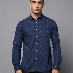 altair Men Micro Print Slim Fit Shirt with Patch Pocket image 4