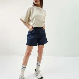 bewakoof Women Wide Cotton Shorts image 4