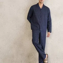 sweet dreams Men Geometric Print Lounge Shirt & Pyjamas Set image 4