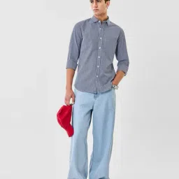 snitch Men Cotton Checks Slim Fit Shirt image 4