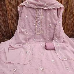 svaraa Women Embroidered 3-Piece Unstitched Dress Material image 4