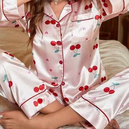 jade & julie Women Printed Shirt & Pyjamas Set  image 4