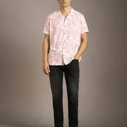 louis philippe Men Printed Slim Fit Shirt with Cuban Collar image 4