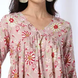 fusion Women Printed A-Line Kurti image 4
