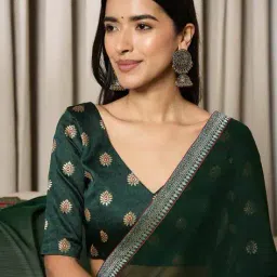 saree mall Women Woven Saree with Contrast Border image 4