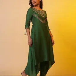 aurelia Women Embroidered A-Line Kurta with Pants & Dupatta image 4