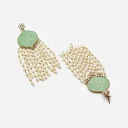 shining diva Stone-Studded Pearl Drop Earrings image 4