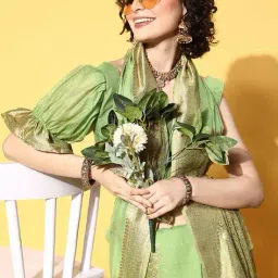 ri-wah Floral Pattern Saree with Contrast Border image 4