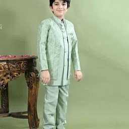 bt dezines Sequins Embroidered Sherwani Jacket with Kurta & Pyjamas SetSet image 4