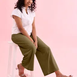 go colors Women Palazzos with Elasticated Waist image 4