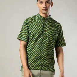 indie picks Handblock Print Hand Dyed Nashpal Double Dabu Cotton Short Kurta image 4