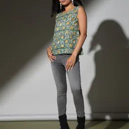 indie picks Sanganer Handblock Print Cotton Top image 4