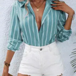 indo Women Striped Regular Fit Shirt image 4