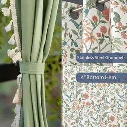 urban space Pack of 3 Floral Print Window Curtains with Eyelets image 4