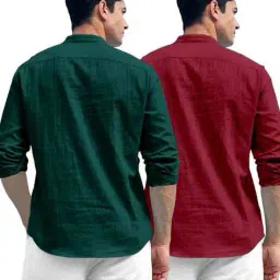 zirpix Pack of 2 Men Regular Fit Short Kurtas with Mandarin Collar image 4