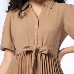 fig Women Fit & Flare Dress with Tie-Up Belt image 4