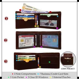 mandava Men Genuine Leather Bi-Fold Wallet image 4