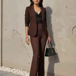 blissclub Women High-Rise Flared Trousers with Elasticated Waist image 4