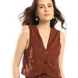 asos design 2-In-1 Linen Look Waistcoat Jumpsuit image 4