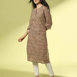 acai Women Floral Print Straight Kurta with Insert Pocket image 4