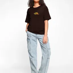 buda jeans co Women Graphic Print Oversized Fit Round-Neck T-Shirt image 4