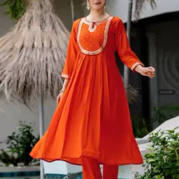 nyrika Women Embroidered Flared Kurta Set image 4
