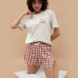 ginger by lifestyle Women Checks Cotton Shorts image 4