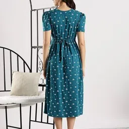 9shines label Women Floral Print Nightgown with Puff Sleeves image 4